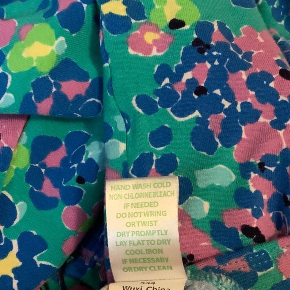 Lilly Pulitzer Floral Maxi Dress Scoop Neck 3/4 Sleeves Green Blue Large - Picture 9 of 9